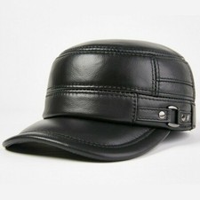 Men Leather Trapper Hat Baseball Cap Outdoor Hunting Military Ear Flap Cadet SPW