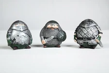 Miniature Medieval Round Knights of the Table Set of 3 Hand Painted Statues