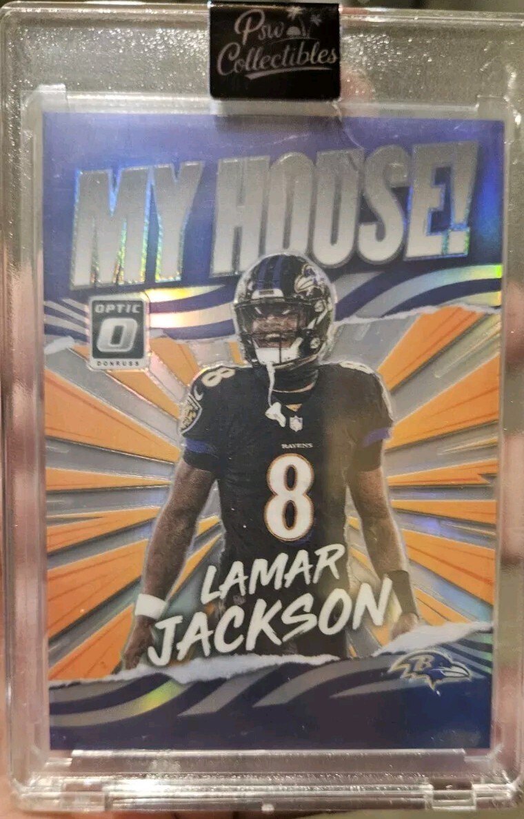 Lamar Jackson 2021 Panini Donruss Optic Football MY HOUSE! Prizm Refractor MINT