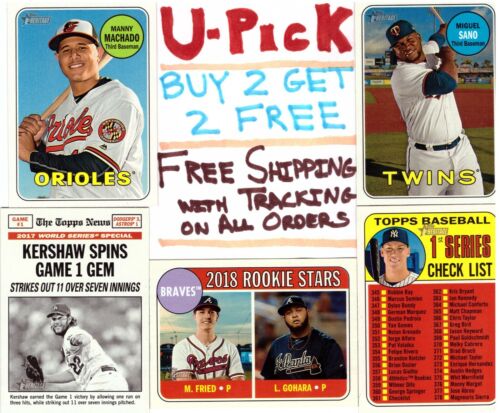2018 Topps Heritage Base, Short Prints, RC, Buy 2 Get 2 FREE, Ships Tracked FREE - Picture 1 of 178