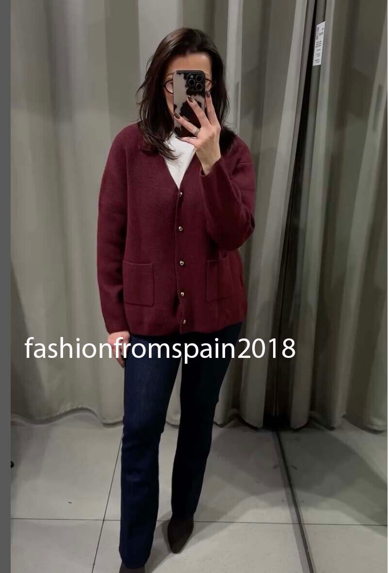 ZARA NEW WOMAN PLAIN KNIT CARDIGAN BURGUNDY S-XL 5755/032 ZARA NEW WOMAN PLAIN KNIT CARDIGAN BURGUNDY S-XL 5755/032