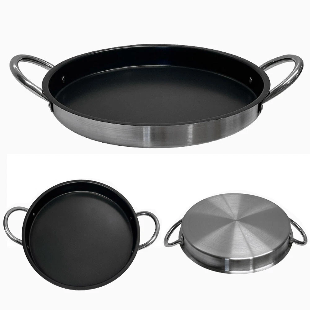 Round Stainless Steel Flat Comal Griddle Pan Grill Tray Cook Non-Stick