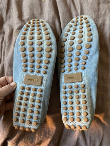Women’s Gucci Light Blue Suede Moccasins 8.5. See Photos - Picture 2 of 7