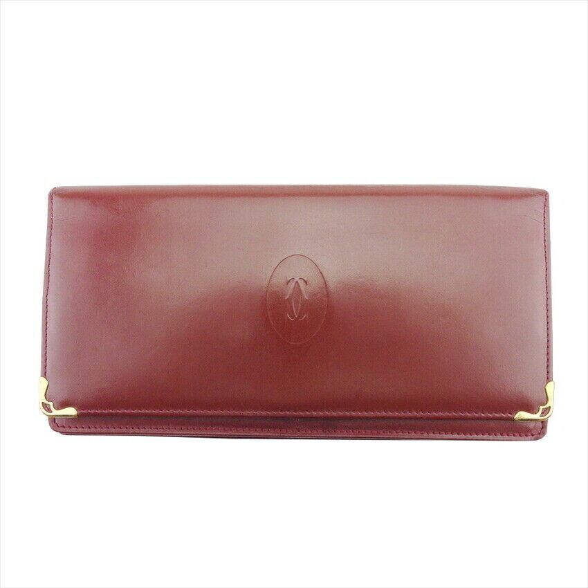 Cartier long wallet Mastrin Bordeaux Leather Authentic USED Cartier long wallet Mastrin Bordeaux Leather Authentic USED