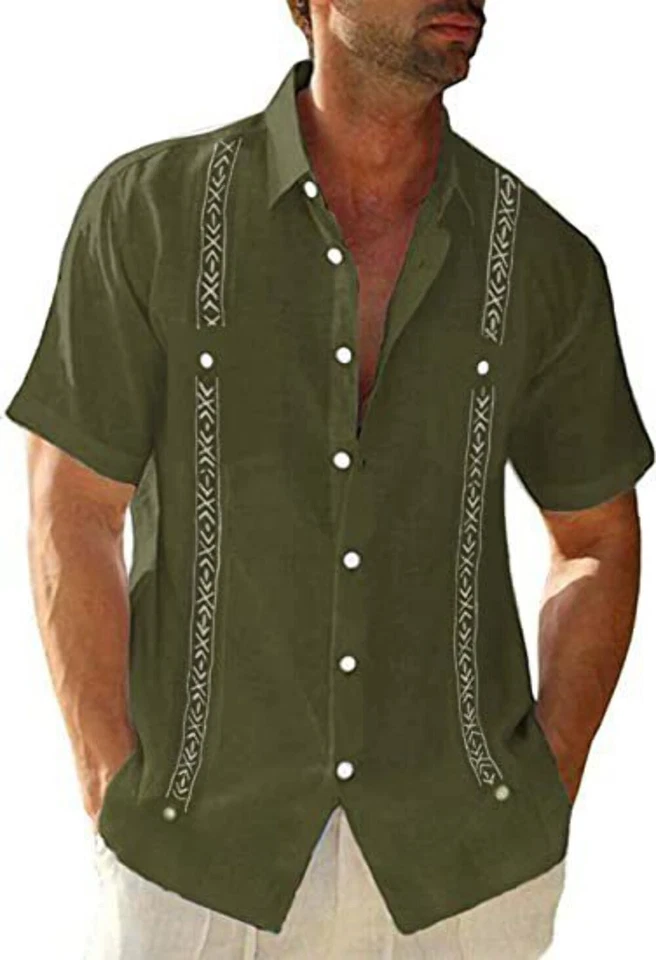 Men's Summer Linen Shirt Cuban Beach Top Casual Comfortable Beachwear Stylish Va
US $36.14