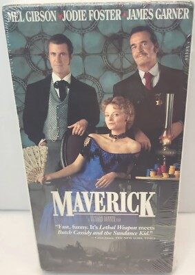 Maverick VHS, 1994 Mel Gibson Jodie Foster James Garner Sealed