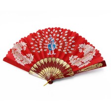 Hand Fan with Peacock Picture