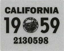 California 1959 Vinyl Sticker Repo Tab For Vintage License Car-truck-trailer California 1959 Vinyl Sticker Repo Tab For Vintage License Car-truck-trailer