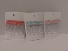 Handmade-Hair Accessories-lot of 3 pair hair combs- plastic/gems  C24