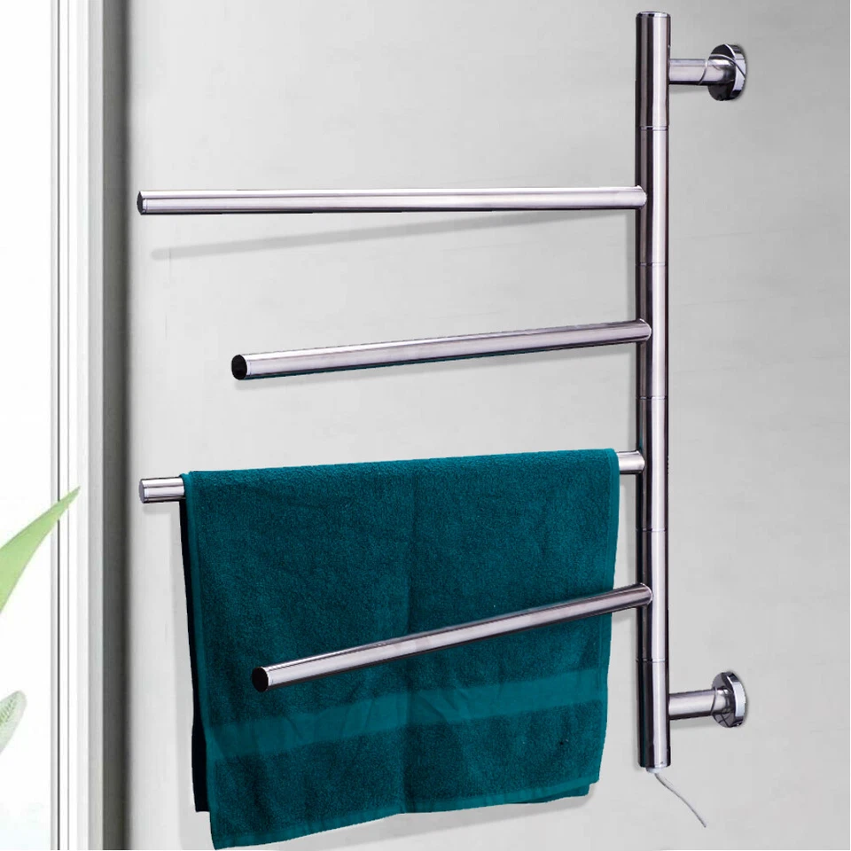 Scaldasalviette Termoarredo Elettrico Riscaldato 50 W da Bagno Parete 4 Elementi - Immagine 2 di 4