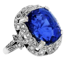 Stunning 10.20CT Blue Sapphire With Cubic Zirconia 935 Argentium Silver Ring