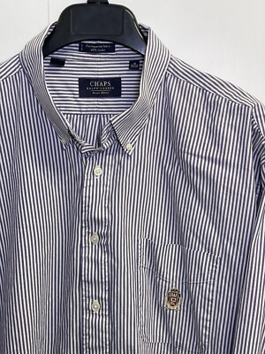 Vintage Ralph Lauren Chaps Mens 18/XL Shirt Blue Striped Long Sleeve Button-Down