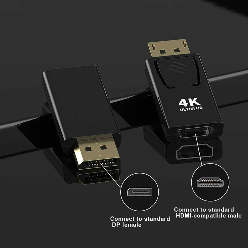 Dp A HDMI Convertitore Per PC TV Displayport Maschio 4K Video Adattatore Femmina - Immagine 2 di 4
