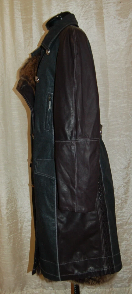 Christian Dior бутик женщин винтажное пальто размер США 12 холст кожаный мех подкладка - Изображение 3 из 4