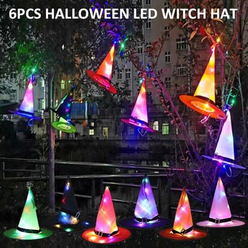 GREUS 2x Leuchtende Hexenhüte Mit Blutspritzern - LED-Horrorhüte Für Halloween, Cosplay & Kostümpartys