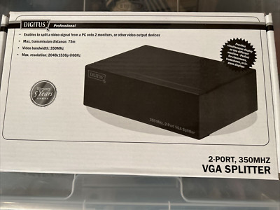 Digitus VGA Splitter 2-Port (DS-41100) 350 MHz, schwarz, Metallgehäuse