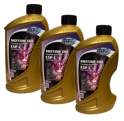 3x MPM 1Liter 0W-30 Premium Synthetic ESP-L Motoröl Longlife III ACEA C3 API SN