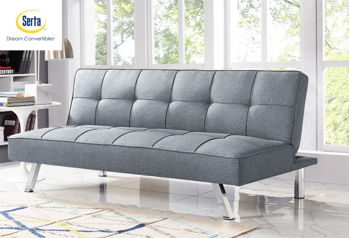 Full Size Convertible Futon Sofa Bed Lounger Gray Living Guest