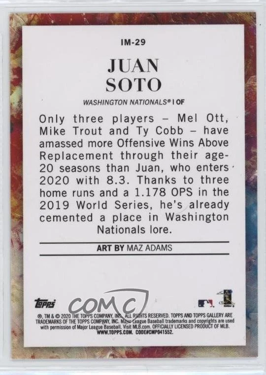 2020 Topps Gallery Impressionists Juan Soto #IM-29 - Image 2 of 2