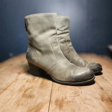 CROWN VINTAGE sz 9.5 grey ankle boots center back zipper