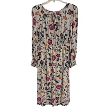 Old Navy Midi Dress Sz Medium Off White Floral Boho Cottagecore Peasant Romantic