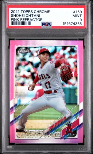 2021 TOPPS CHROME PINK REFRACTOR #159 SHOHEI OHTANI PSA 9