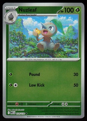 Nuzleaf 014/132 Common Mega Evolution Pokemon Reverse Holo Near Mint