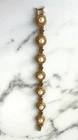Vintage Gold Tone Faux Pearl Link Bracelet 7.5” Mid Century Costume Jewelry