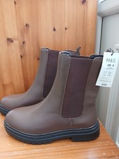 M&S MARKS & SPENCER BROWN LEATHER INSOLIA CHELSEA BOOTS UK SZ6 STD Fit RRP £65