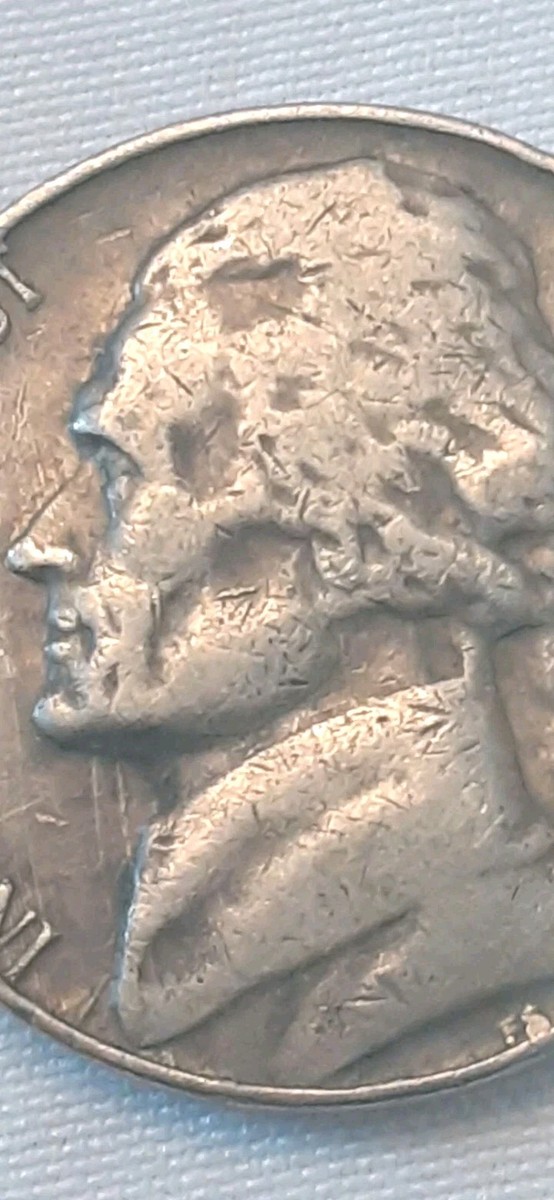 1970-S JEFFERSON NICKEL VF RARE S HIGH OBVERSE STRIKE THRU DIE