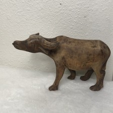 Vintage Water Buffalo Hand Carved Wooden Folk Art Statue Figure Sculpture