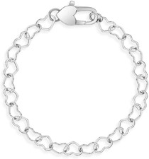 925 Sterling Silver Heart Link Chain Bracelet for Toddlers and Little Girls 5"-6