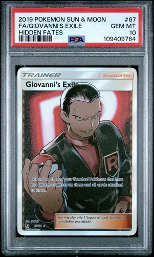 2019 POKEMON SUN & MOON HIDDEN FATES #67 FA/GIOVANNI'S EXILE HIDDEN FATES PSA10