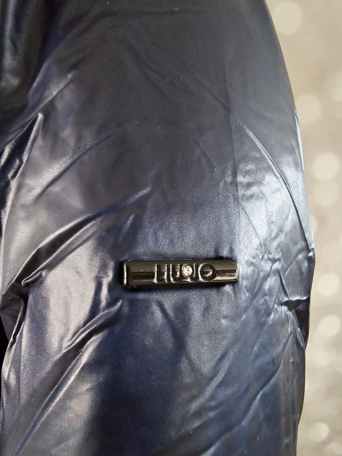 Liu Jo Women’s Long Puffer Coat Fur Collar Blue Night Shiny Parka Size EU 42 NWT image 6