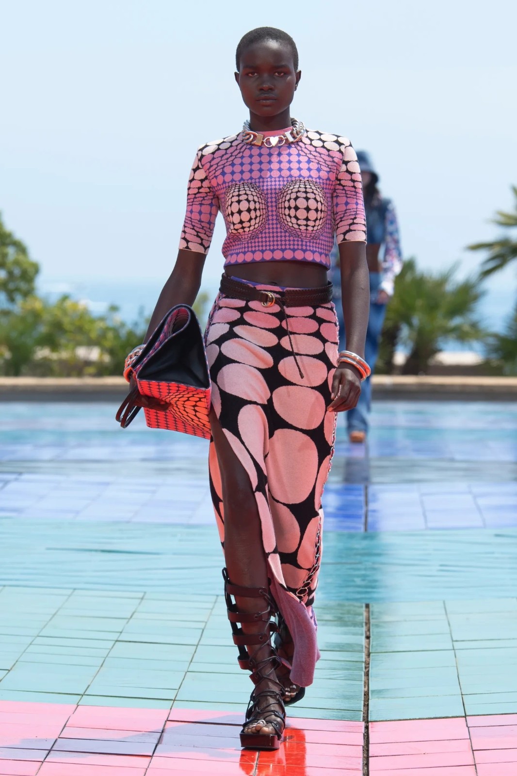 Paco Rabanne SS22 Abstract-Print Hoodie Pink Black Organic Cotton Sweatshirt, S image 10