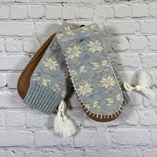 Blue Fair Isle Knit Slipper Socks with Tassels and Non-Slip Soles Snowflake
