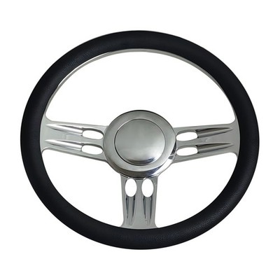 14'' Billet Aluminum 9 Bolt Hole Steering Wheel Kit w/Horn Button Hot Street Rod