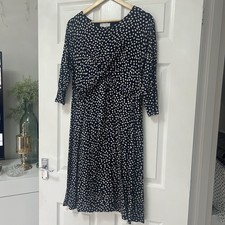 Next Maternity Dress Size 16 Navy White Polka Dot Holiday Summer