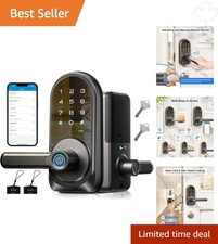 Fingerprint Smart Lock with 7-in-1 Keyless Entry Remote Control Matte Black