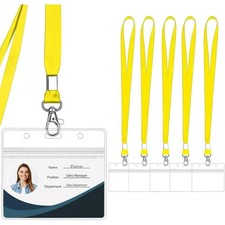Clear ID Badge Holder with Lanyard Waterproof Horizontal Display Resealable