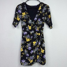 Abercrombie Fitch Dress Womens XS Floral Wrap Y2K Cottagecore Dark Romantic Boho