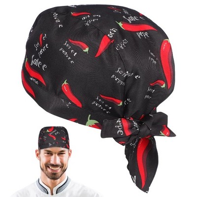 Chili Print Restaurant Waiter Kitchen Chef Hat Creative Working Cap