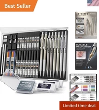 Versatile 37-Piece Mechanical Pencil Kit with Lead Holders & Erasers for Artists