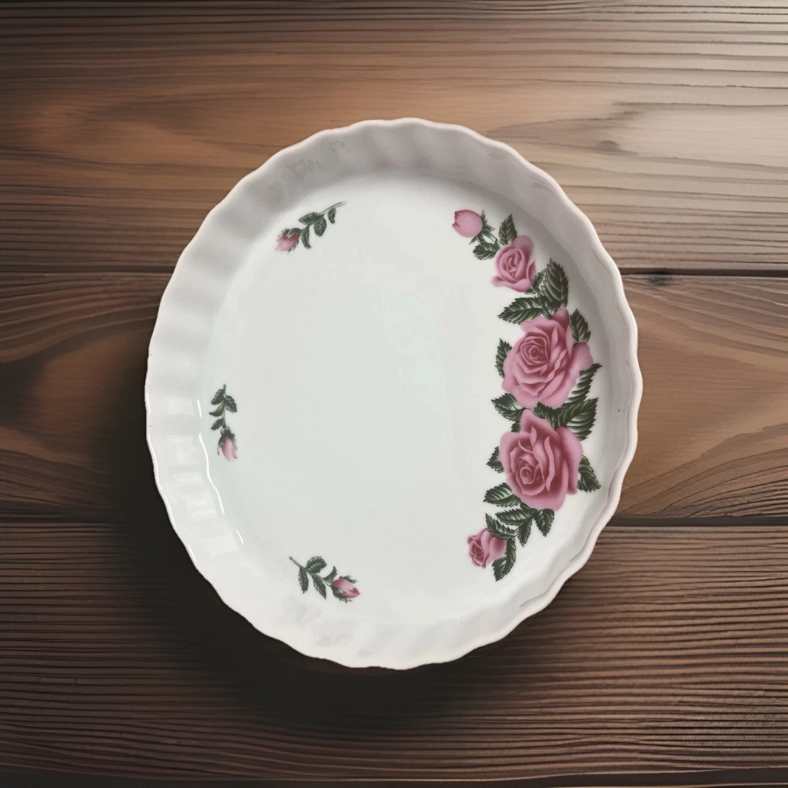 Christineholm Pink Rose Quiche Pan/ Baking dish / Pink roses / Vintage Quiche