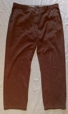 IZOD Brown Corduroy Pants Men's 38 x 31 Relaxed Fit 100 Cotton Flat Front NICE