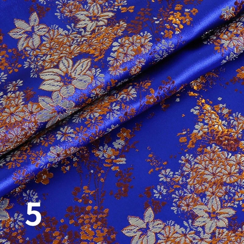 75*100cm Faux Silk Satin Fabric Craft Brocade Damask Embroidery Floral for Dress - Image 3 of 4