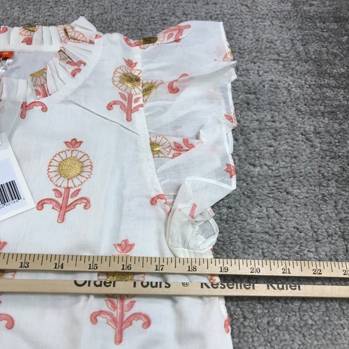 New Oliphant Dress Womens Small Cinched Flirty Leela Peach Lined 1149V White a55 - Picture 6 of 9
