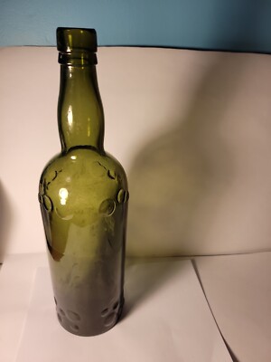 Vintage Green Glass Wine Bottle  3D Bubble Design