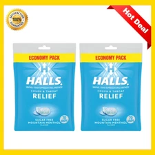 HALLS Relief Mountain Menthol Sugar Free Cough Drops, Economy Pack, 140 Ct NEW