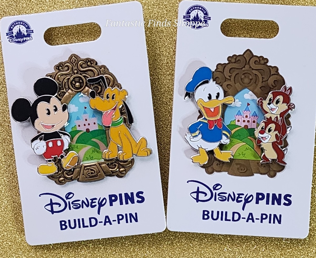 Disney Build-A-Pin Mickey Pluto Donald Chip N Dale Castle Base 5